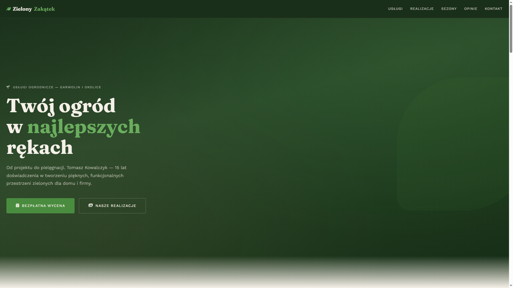 Strona wizytówka ogrodnik