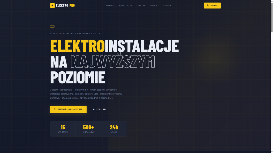 strona wizytówka elektryk