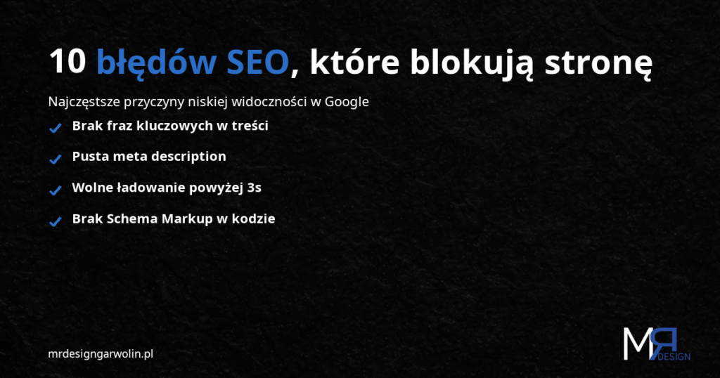 10 błędów SEO 2026, które blokują stronę małej firmy