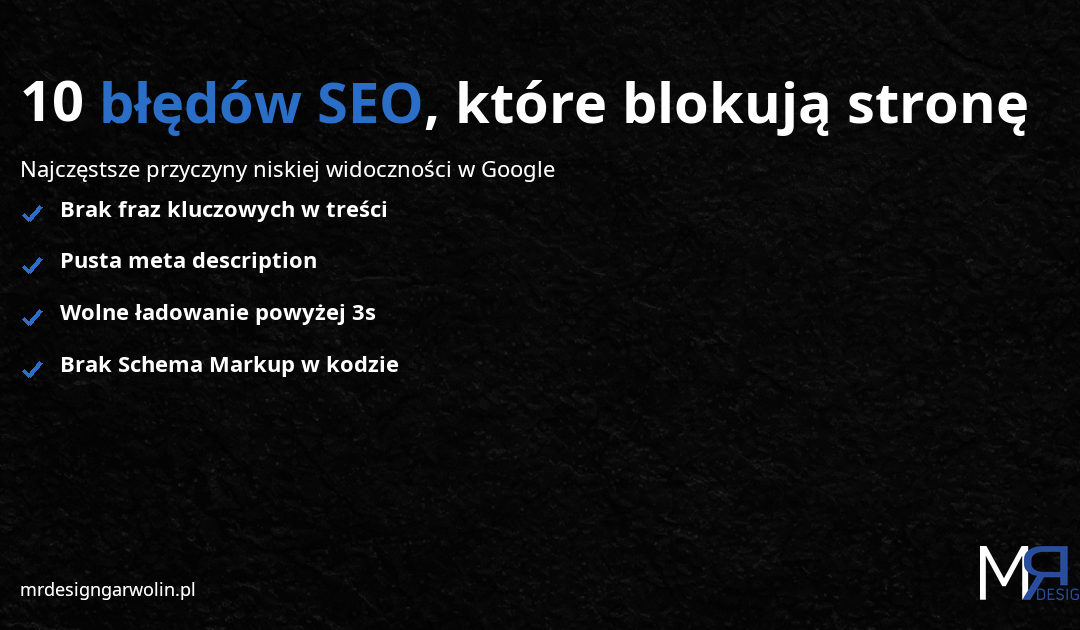 10 błędów SEO 2026, które blokują stronę małej firmy