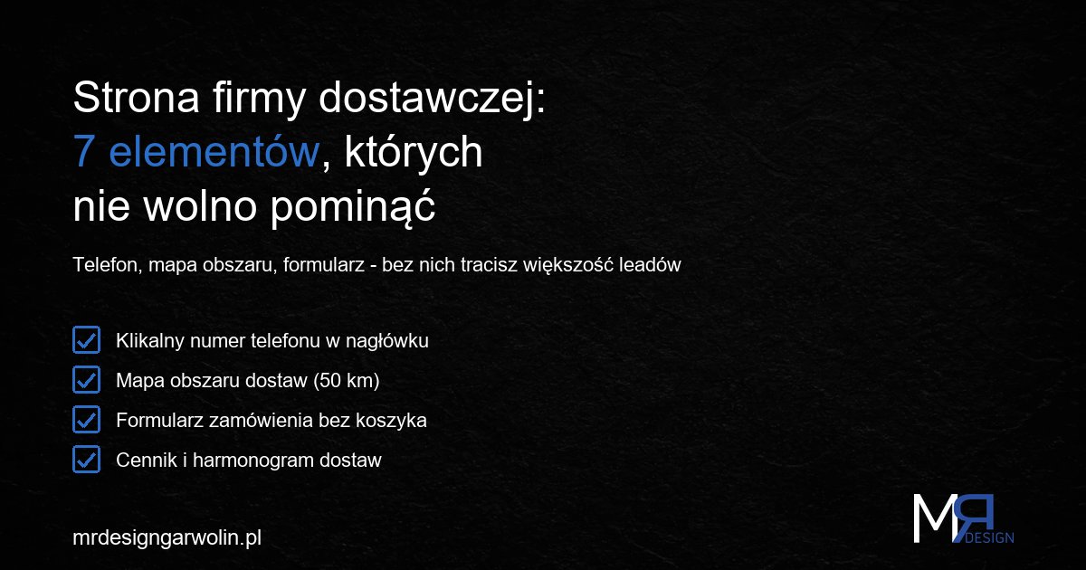 Strona internetowa dla firmy dostawczej - 7 elementów konwertujących
