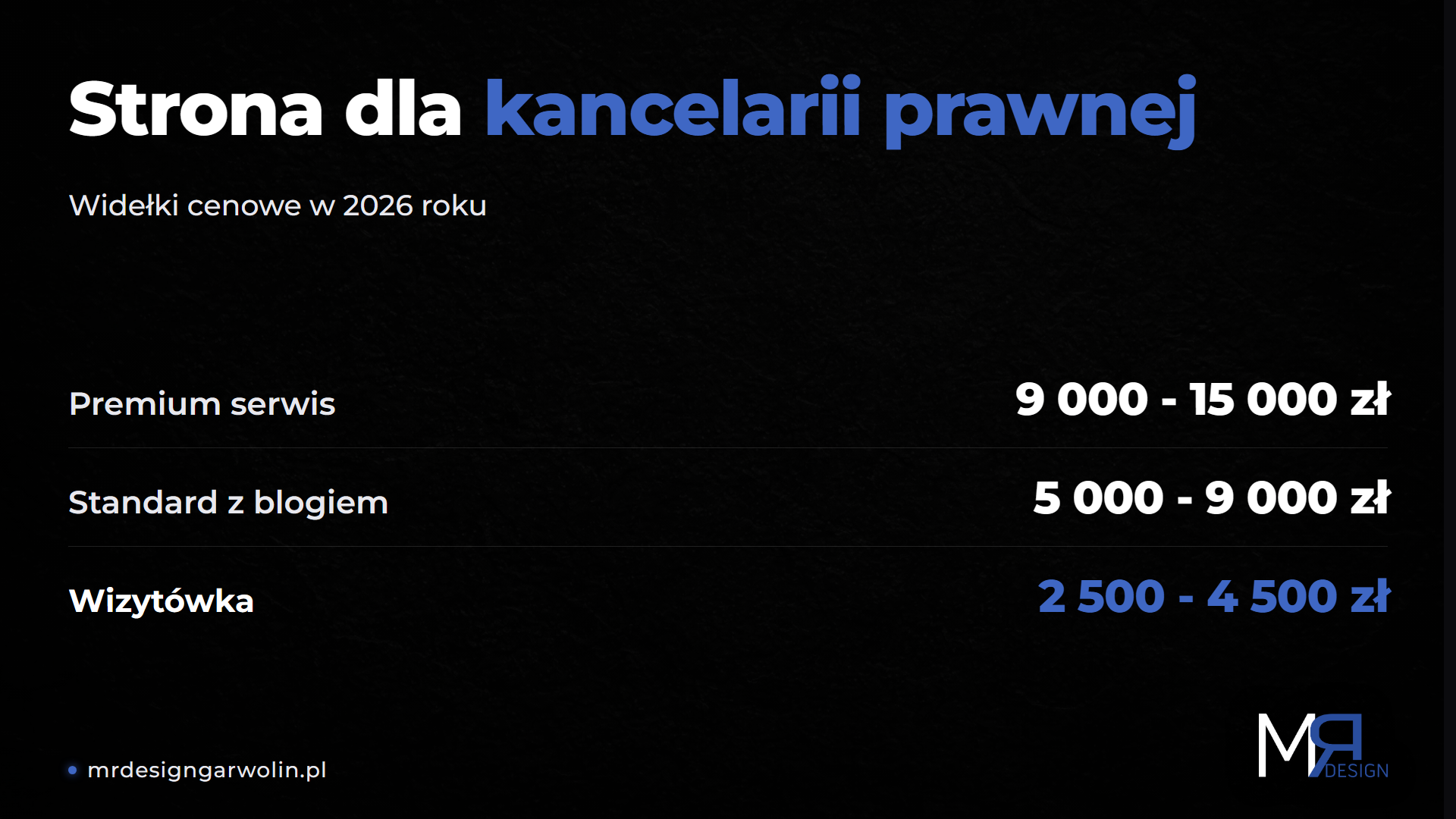 Strona dla kancelarii prawnej - widelki cenowe 2026