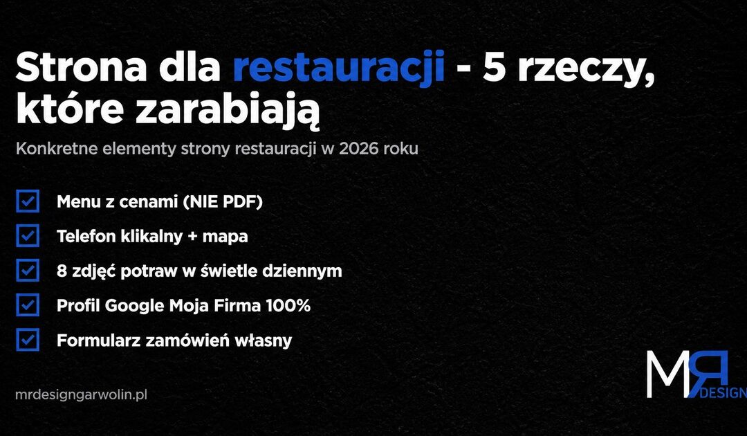 Strona dla restauracji – menu, rezerwacje i więcej gości (2026)