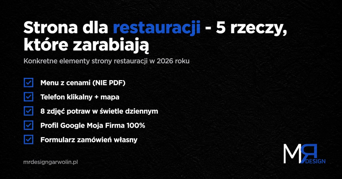 Strona dla restauracji - 5 rzeczy ktore zarabiaja