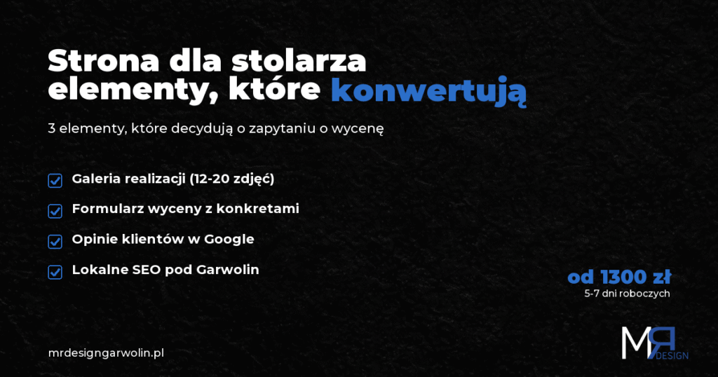 Strona dla stolarza – elementy, które przynoszą zapytania o wycenę