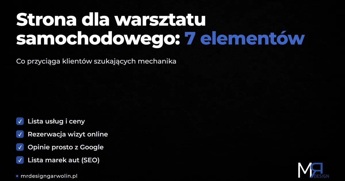 Strona dla warsztatu samochodowego - 7 elementów które przyciągają klientów