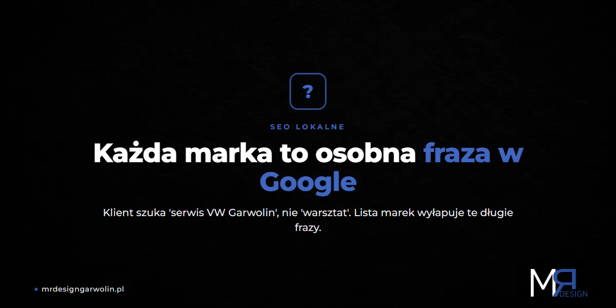 Lista marek aut na stronie warsztatu jako narzędzie SEO lokalnego
