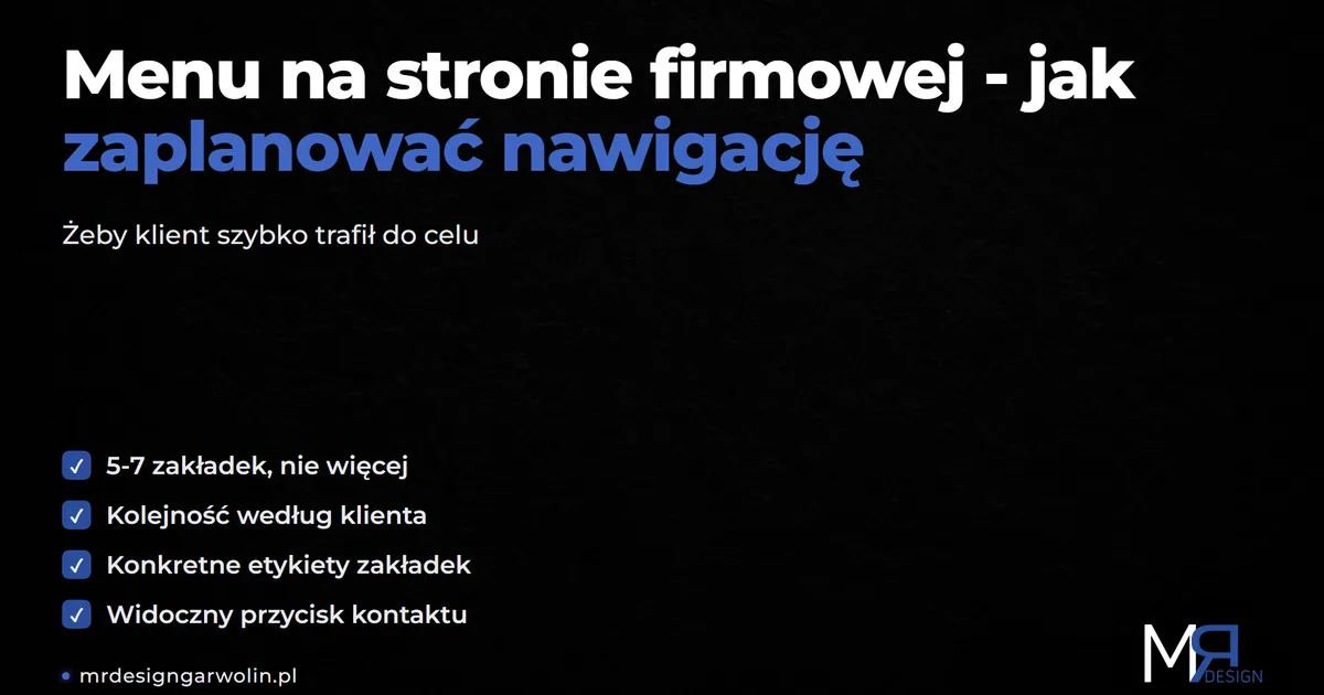 Menu na stronie firmowej - jak zaplanować nawigację
