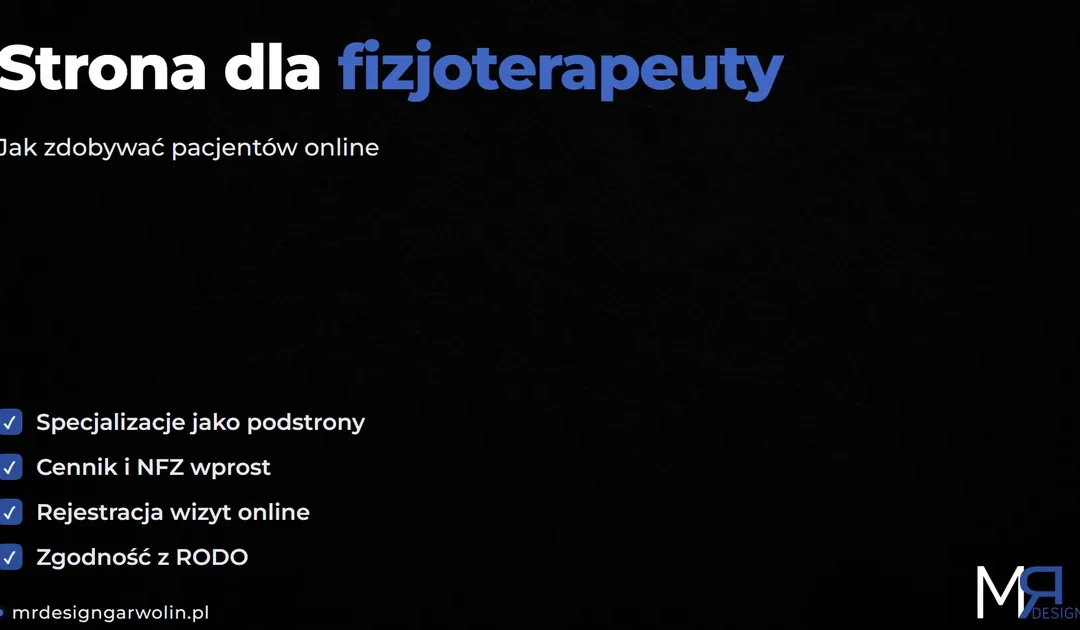 Strona dla fizjoterapeuty - elementy strony gabinetu fizjoterapii
