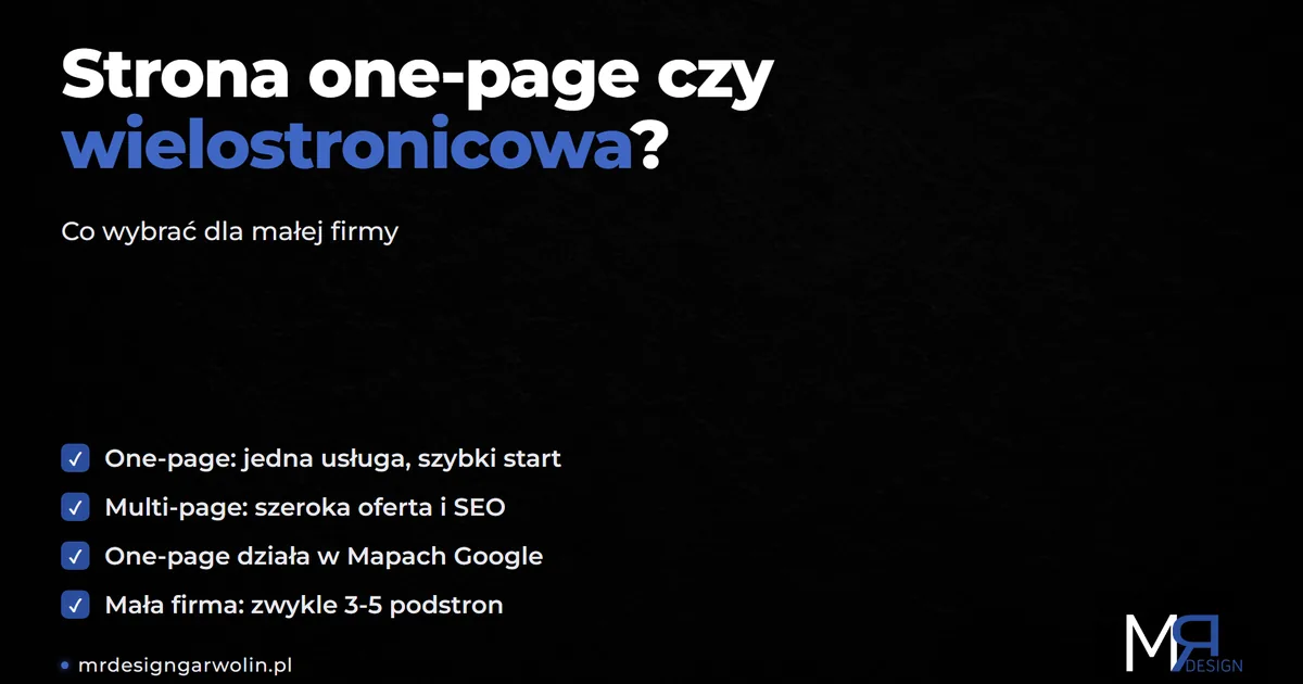 Strona one-page czy wielostronicowa - co wybrać dla małej firmy