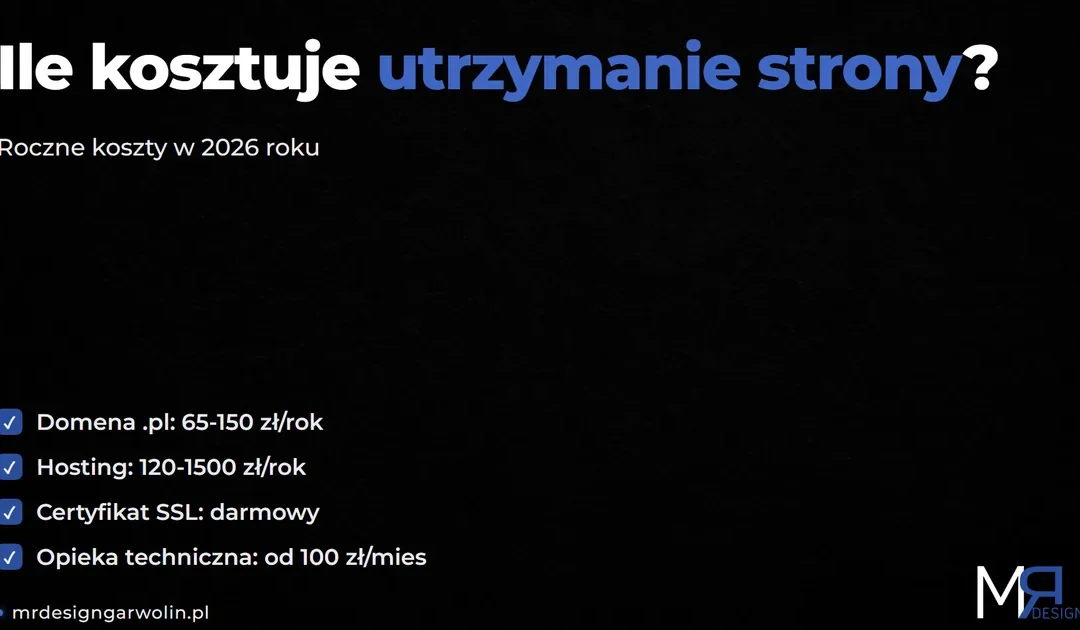 Ile kosztuje utrzymanie strony internetowej - roczne koszty hosting domena opieka