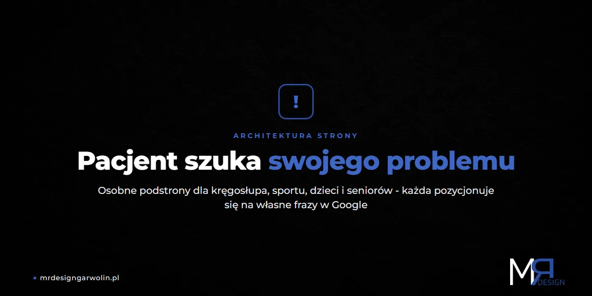 Specjalizacje jako architektura strony dla fizjoterapeuty
