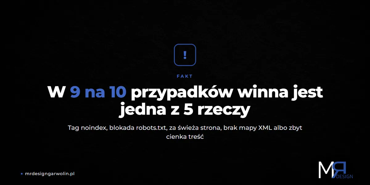 Najczęstsze przyczyny braku indeksowania strony w Google