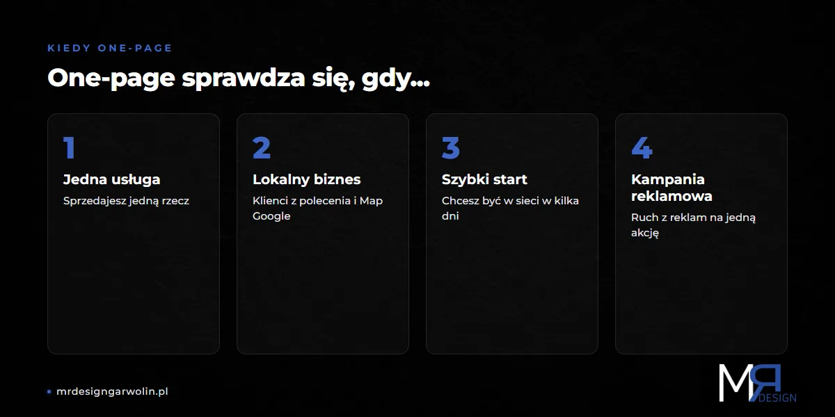 Kiedy warto wybrać stronę one-page dla małej firmy - cztery sytuacje