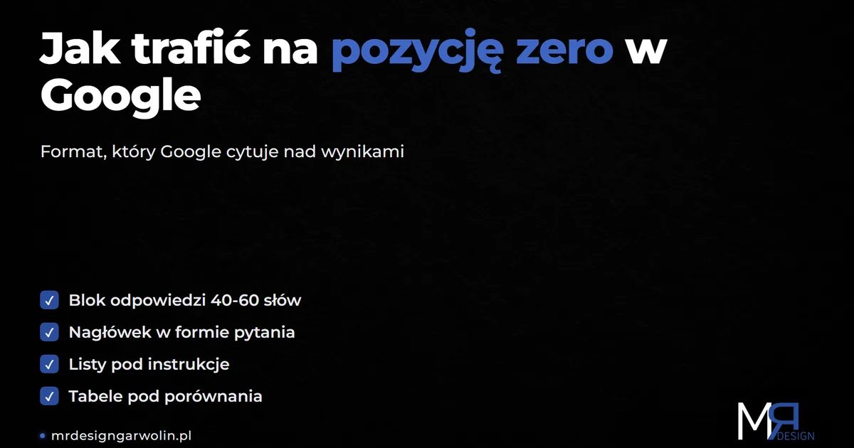 Pozycja zero w Google - featured snippet