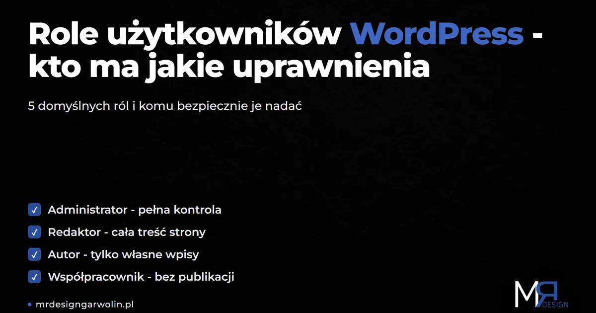 Role użytkowników WordPress - 5 domyślnych ról i ich uprawnienia