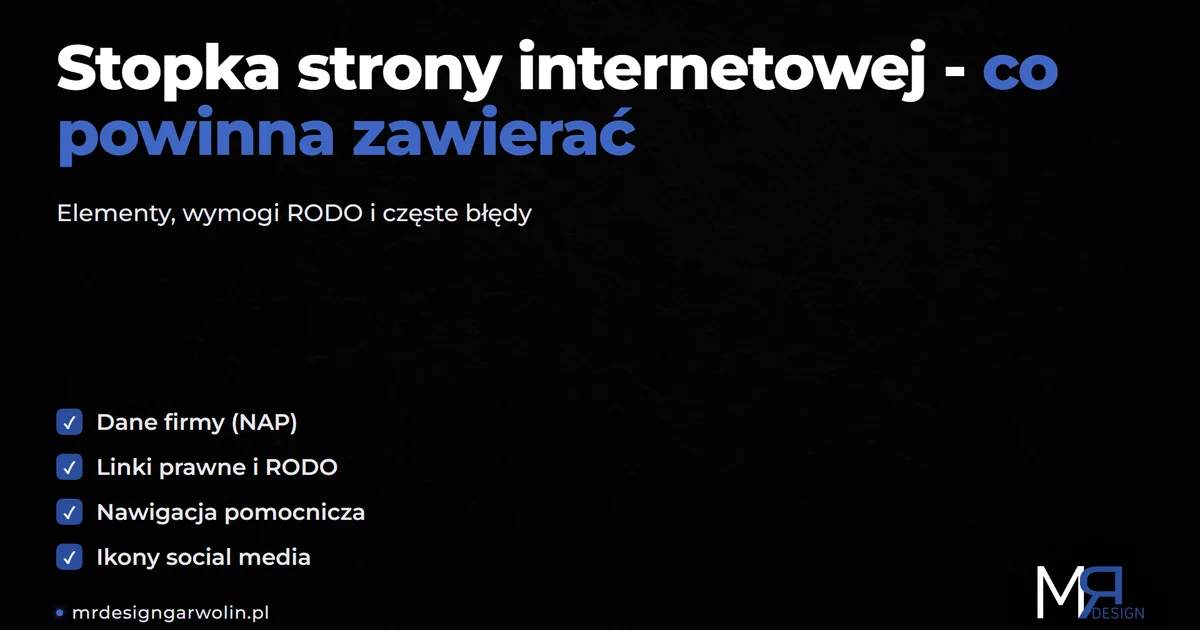 Stopka strony internetowej - elementy, wymogi RODO i częste błędy
