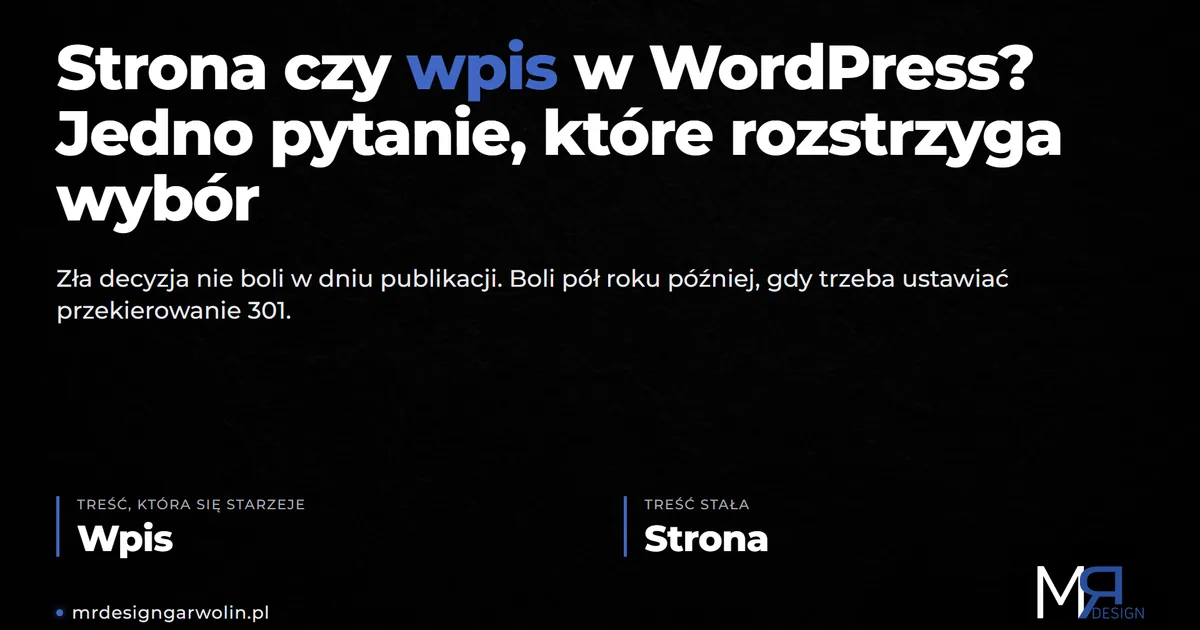 Strona czy wpis w WordPress Strona czy wpis w WordPress - kryterium wyboru typu treści