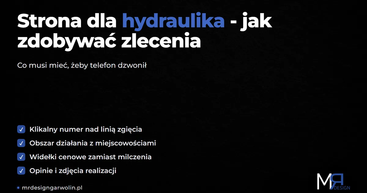 Strona dla hydraulika - jak zdobywać zlecenia z Google