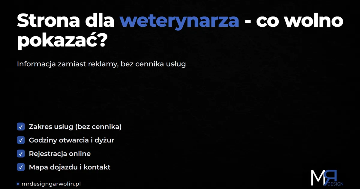 Strona dla weterynarza - co wolno pokazać na stronie gabinetu weterynaryjnego