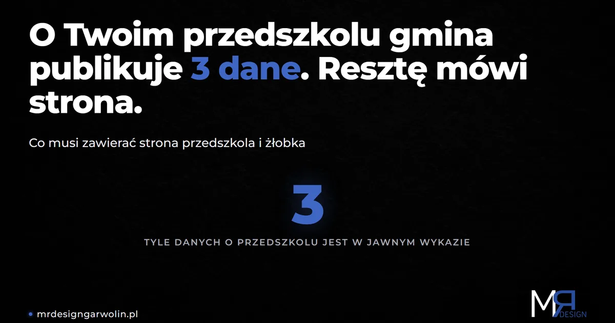 Strona internetowa dla przedszkola - co publikuje gmina, a co musi powiedzieć strona
