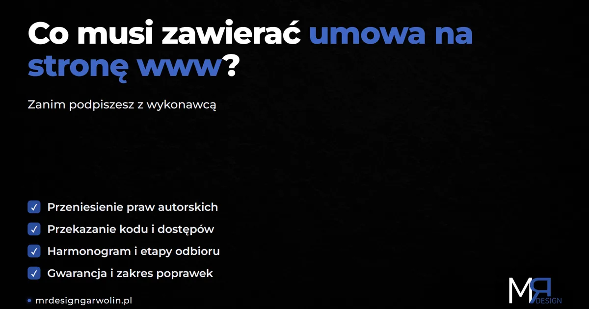Co musi zawierać umowa na wykonanie strony internetowej - checklist