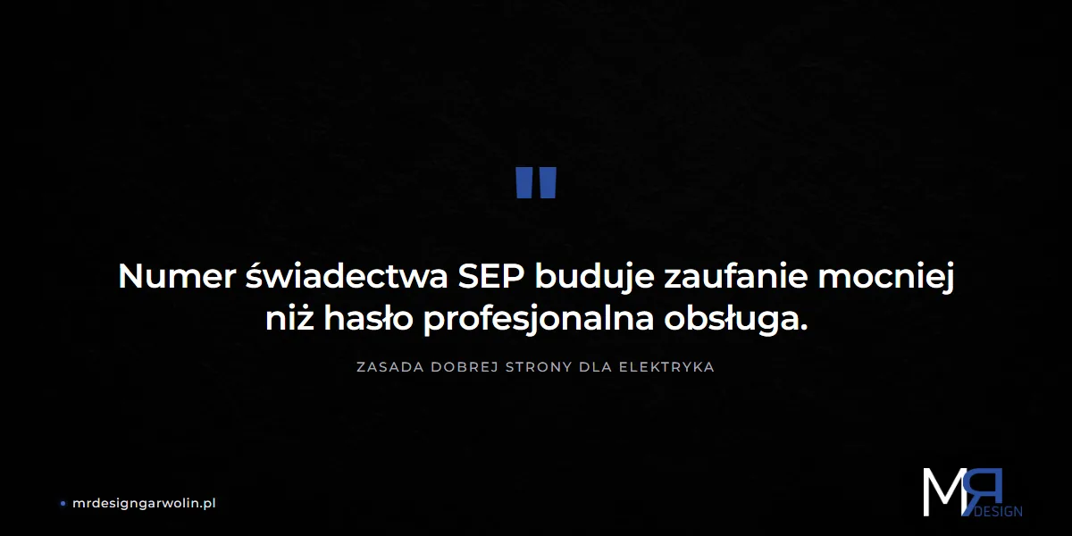 Świadectwo SEP jako sygnał zaufania na stronie dla elektryka