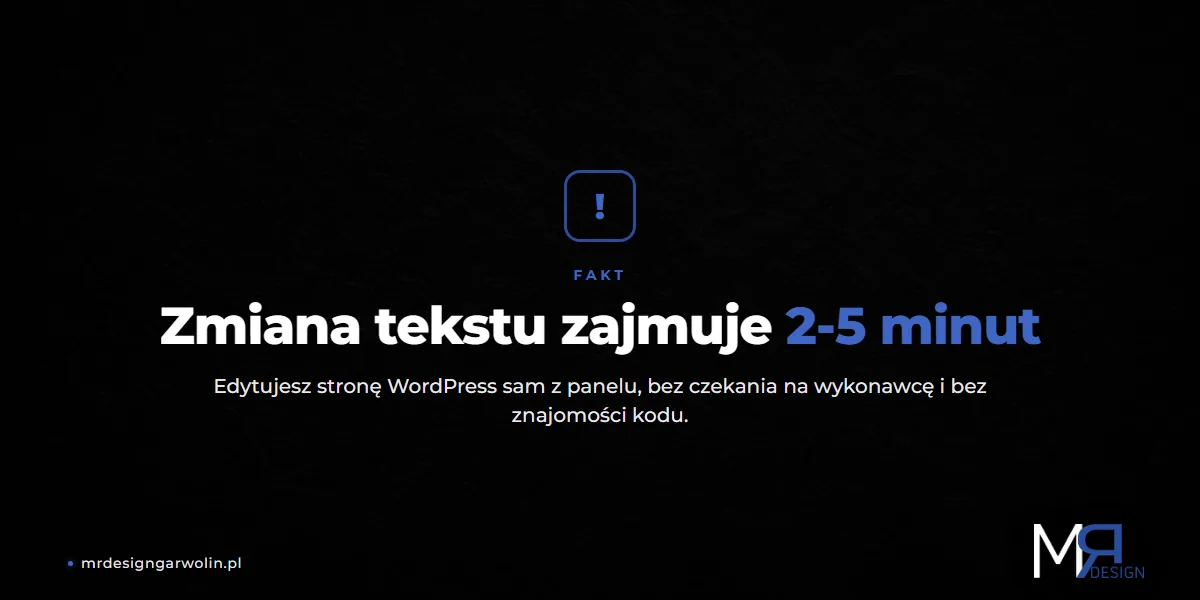 Edycja treści WordPress - zmiana tekstu zajmuje kilka minut