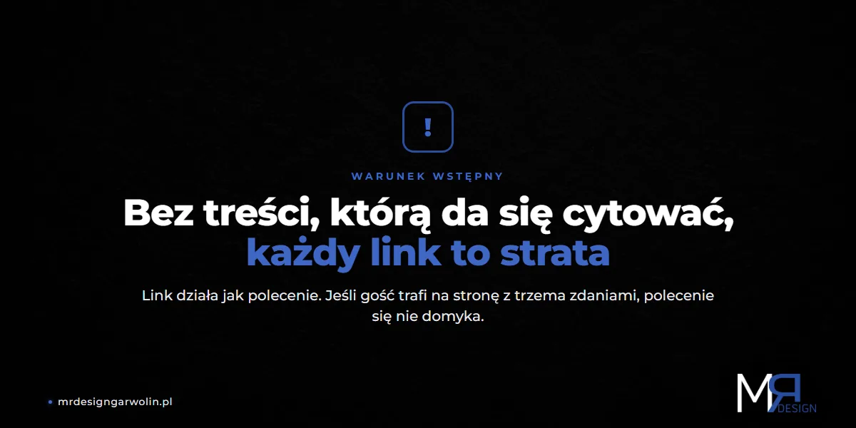 Warunek wstępny przed zdobywaniem linków do strony firmowej - treść, którą da się cytować