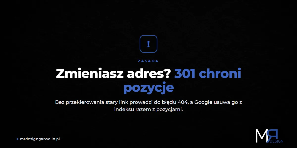 Przekierowanie 301 chroni pozycje w Google przy zmianie adresu strony