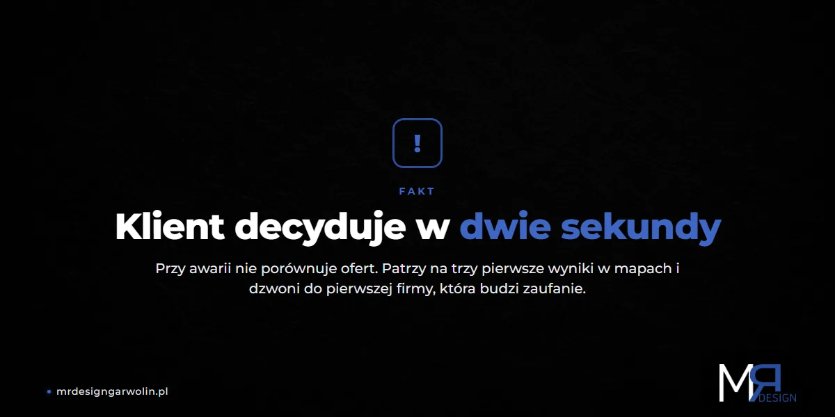 Klient szukający hydraulika decyduje w dwie sekundy - trzy pierwsze wyniki w mapach Google