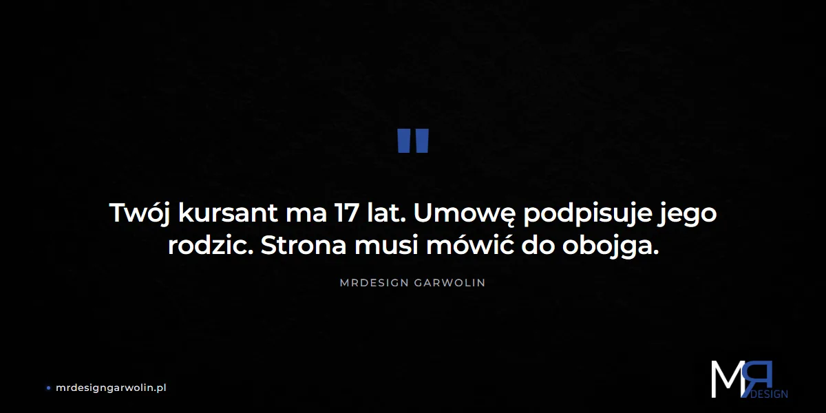Kursant i rodzic - strona dla szkoły jazdy musi mówić do obojga - MRdesign Garwolin