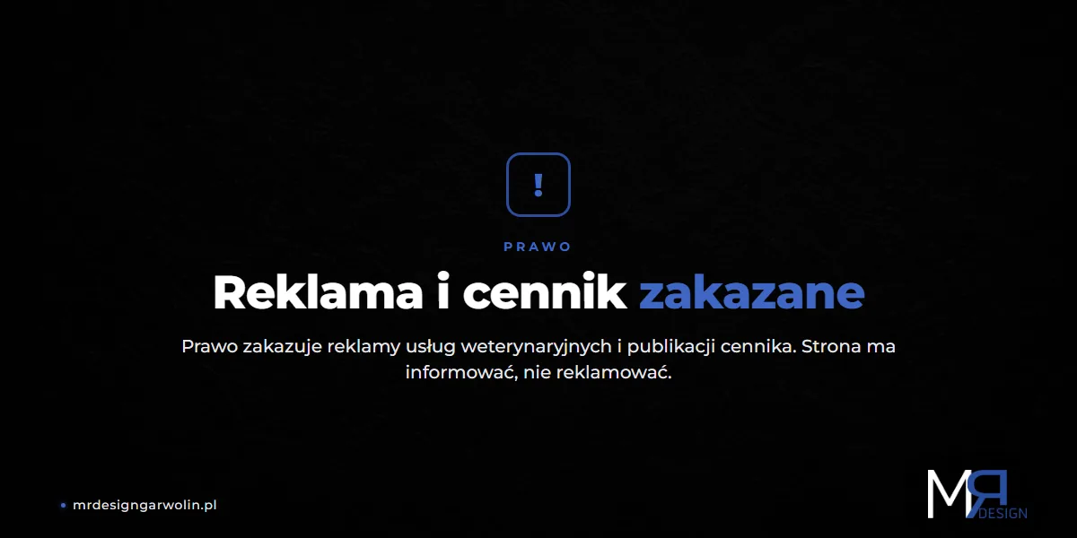 Zakaz reklamy i cennika w gabinecie weterynaryjnym - strona dla weterynarza