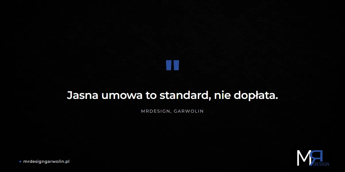 Jasna umowa na wykonanie strony internetowej to standard w MRdesign Garwolin