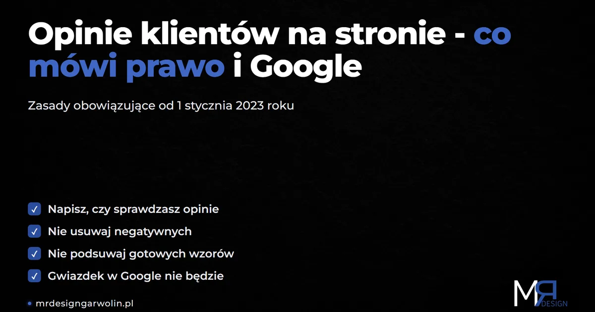 Opinie klientów na stronie internetowej - obowiązki prawne i zasady Google