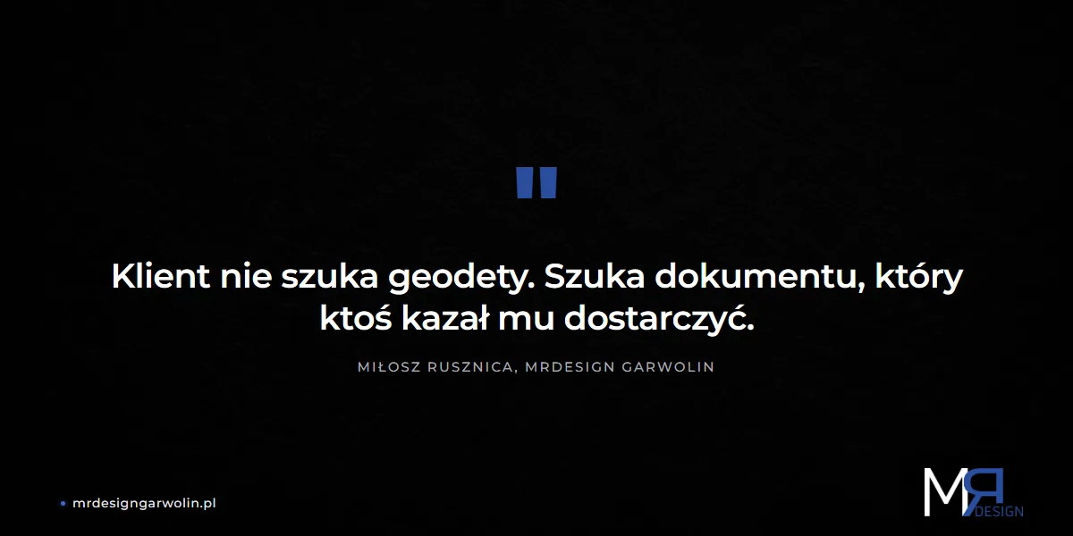 Klient geodety szuka konkretnego dokumentu, nie nazwy zawodu