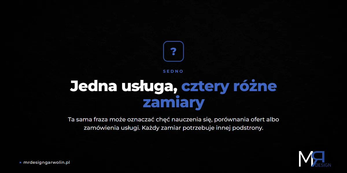 Intencja wyszukiwania: jedna usługa i cztery różne zamiary, każdy potrzebuje innej podstrony