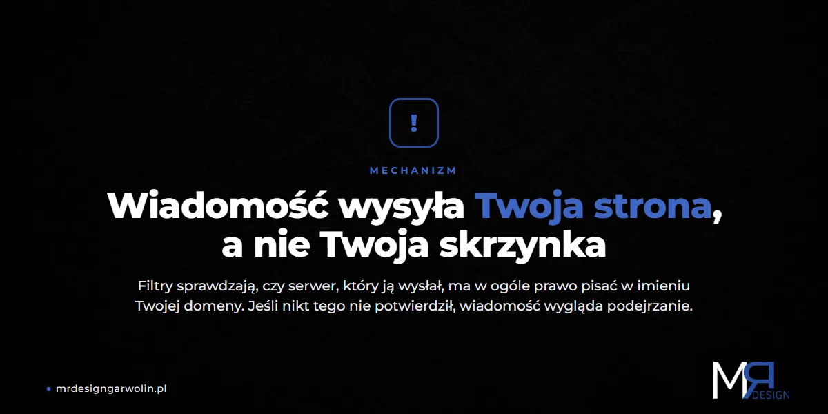 Wiadomość ze strony firmowej wysyła serwer strony, a nie skrzynka pocztowa właściciela