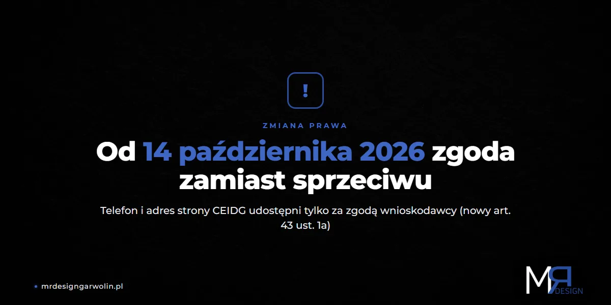 Zmiana w CEIDG od 14 października 2026 - dane kontaktowe tylko za zgodą
