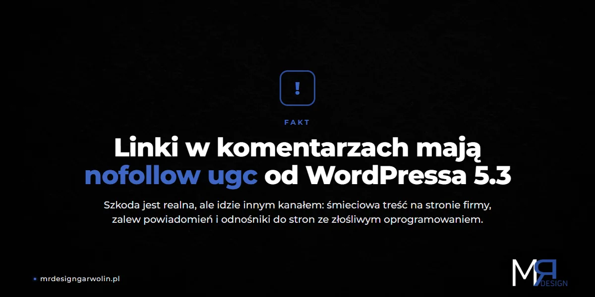 Spam w komentarzach WordPress - linki w komentarzach mają atrybut nofollow ugc od wersji 5.3