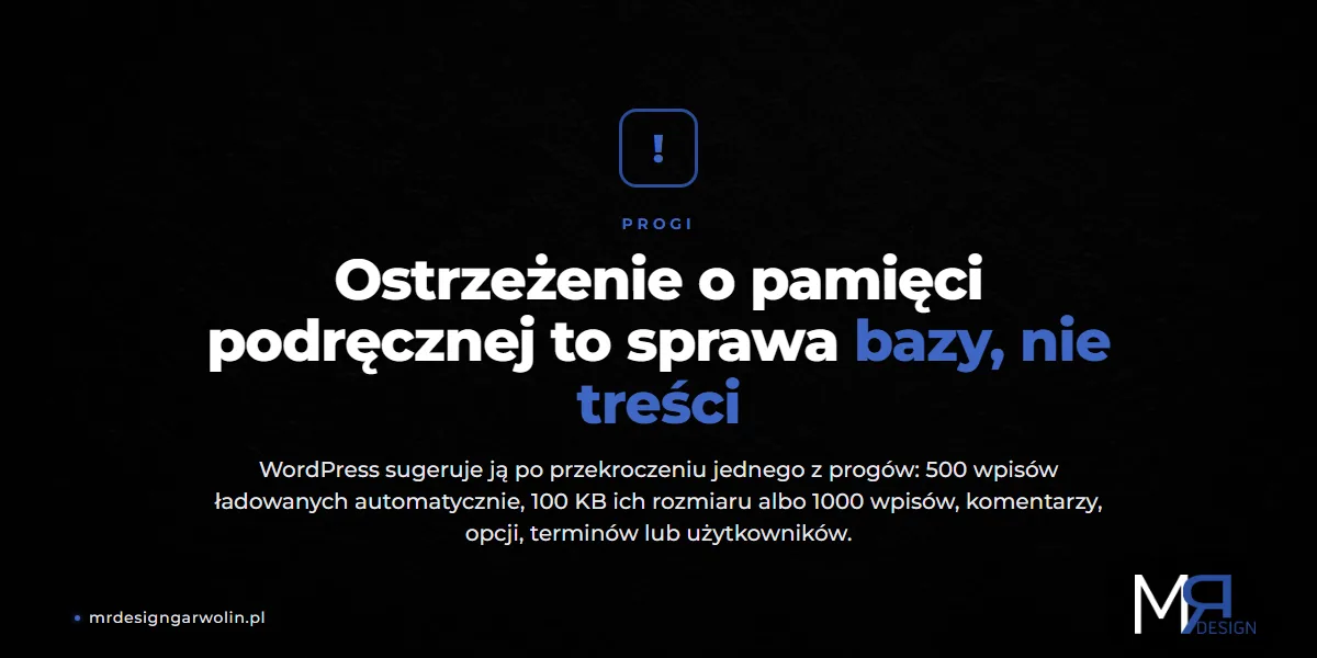 Progi, przy których WordPress sugeruje trwałą pamięć podręczną obiektów