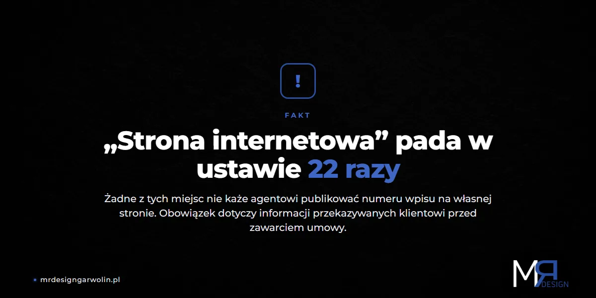 Strona internetowa agenta ubezpieczeniowego a numer wpisu - fraza strona internetowa pada w ustawie o dystrybucji ubezpieczeń 22 razy